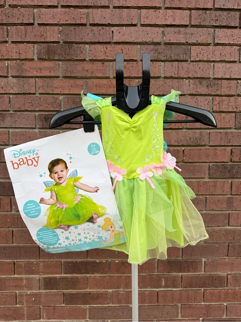 Disney Baby Tinkerbell Halloween Costume 12-18M Dress Detachable Wings Disguise